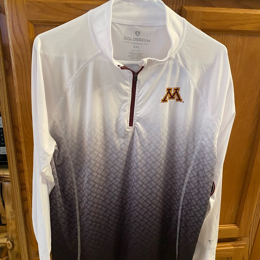 MN Gopher Colosseum Women's White and Maroon Zip Pullover